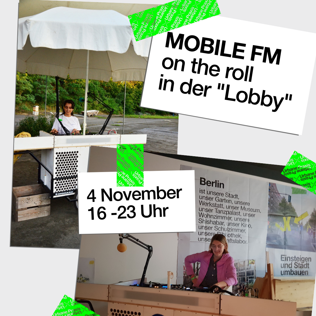 Two pictures of female DJs performing at the mobile radio