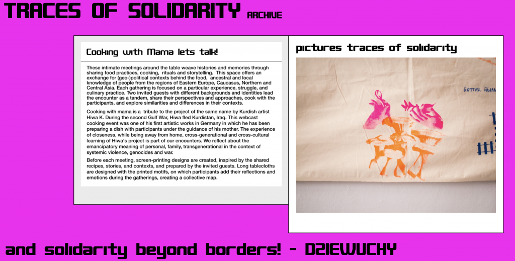 Screenshot der website Traces of Solidarity
